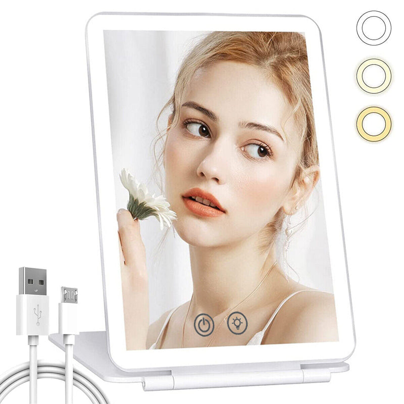 Espelho de maquiagem LED dobrável. - Uni Store